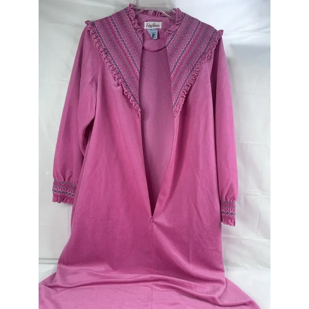 Vintage Evelyn Pearson Nightgown Womens M Long Sleeve 70s Loungewear Cottagecore